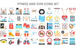 Fitness and Gym Multi Color Icons Pack. Stock Vector - Illustration of heart, isolated: 289301494