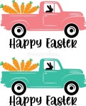 Happy Easter with Farm Truck, Hello Spring, Tulips Flower Vector Illustration File Stock Vector - Illustration of eggs, clipart... 