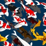 Koi Fish. Seamless Pattern on a Pond Background Stock Illustration - Illustration of clothing, fiction: 332667031
