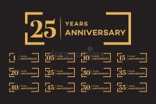 Anniversary Milestone Badges 1, 5, 10, 15, 20, 25, 30, 35, 40, 45, 50, 55 Years Stock Vector - Illustration of logo, branding... 