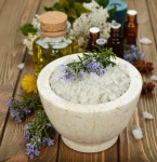 Sea salt in a marble bowl stock image. Image of rosemary - 39298495