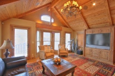 Bright Living Room Interior in American Log Cabin House. Stock Photo - Image of family, home: 74955864 Bright Living Room... 