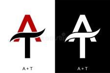Letter a and T initials stock vector. Illustration of business - 241482062