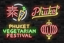 Vector Set Of Realistic Isolated Neon Sign Of Phuket Vegetarian Festival Logo Stock Vector - Illustration of sign, logo: 189162144