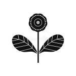 Black Flower and Leafs on White Background Stock Vector - Illustration of flora, beautiful: 254586702
