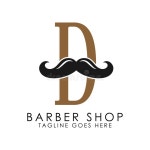 Initial Letter D Mustache Logo Design. Alphabet D Barber Shop Icon Stock Vector - Illustration of typography, barbershop: 308936978