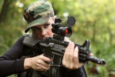 Army girl stock photo. Image of adult, helmet, blue, model - 17316490