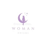Pretty Beauty Angel Woman Girl Lady Female Crescent Moon Silhouette Logo Design Vector Stock Vector - Illustration of beautiful... 