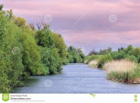 Danube River. Sunset Landscape in Natural Reserve of the Danube Delta - Landmark Attraction in Romania Stock Photo - Image of... 
