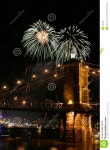 Fireworks over the bridge stock image. Image of city, ohio - 700439