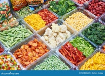 Frozen vegetables on store stock photo. Image of corn - 127862592