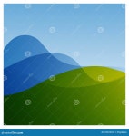 Print of Beautiful Scenery of Rolling Green Hill and Blue Mountains Stock Vector - Illustration of harmony, abstract: 213813222