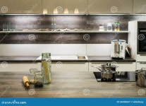 Modern Wooden Optic Kitchen Stock Image - Image of house, living: 34438607