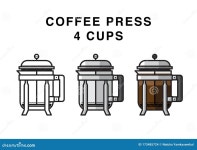 Coffee French Press 4 Cups on White Background Stock Vector - Illustration of coffeemaker, coffee: 173485724