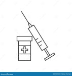 Virus Protection. Syringe and Bottle of Vaccine, Outline Stock Vector - Illustration of outline, poster: 236396206