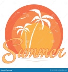 Seascape with palm trees stock vector. Illustration of palm - 192767220