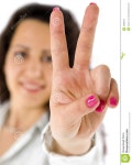 Woman peace sign stock image. Image of young, happy, woman - 19586747