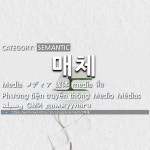 SEMANTIC: PHƯƠNG TIỆN TRUYỀN THÔNG[매체]: (1)CHƯƠNG TRÌNH THỜI SỰ[뉴스] (2)CHAEK; SÁCH[책] (3)BÁO, BÁO CH