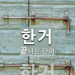 한거로 끝나는 단어는? 1개