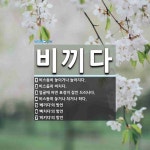 비끼다 뜻: 비스듬히 놓이거나 늘어지다., 비스듬히 비치다., 얼굴에 어떤 표정이 잠깐 드러나다., 비 [국어 사전]