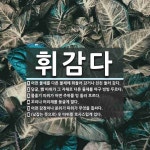 휘감다 뜻: 어떤 물체를 다른 물체에 휘둘러 감거나 친친 둘러 감다., 덩굴, 뱀 따위가 그 자체로 다 [국어 사전]