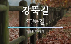 강뚝길 뜻: ‘강둑길’의 북한어.