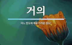 거의 뜻: 어느 한도에 매우 가까운 정도.