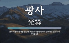 광사 뜻: 콩과 식물의 종자를 절단해 보면 표피층에 따라서 연속적인 실무늬가 보이는 것.