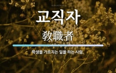 교직자 뜻: 학생을 가르치는 일을 하는 사람.