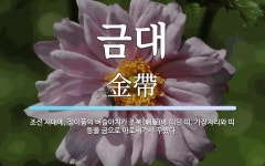 금대 뜻: 조선 시대에, 정이품의 벼슬아치가 조복(朝服)에 띠던 띠. 가장자리와 띠 등을 금으로 아로