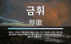 금휘 뜻: 거문고, 가야금, 아쟁 따위의 줄을 고르는 기구. 단단한 나무로 기러기의 발 모양과 비슷하