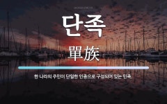 단족 뜻: 한 나라의 주민이 단일한 인종으로 구성되어 있는 민족.