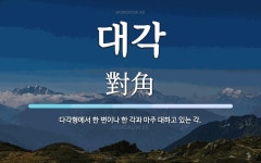 대각 뜻: 다각형에서 한 변이나 한 각과 마주 대하고 있는 각.