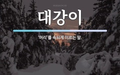 대강이 뜻: ‘머리’를 속되게 이르는 말.