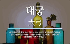 대궁 뜻: 예식 때에 쓰던 활의 하나. 길이는 여섯 자이며, 모양은 각궁(角弓)과 같고, 궁중의 연사
