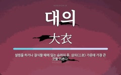 대의 뜻: 설법을 하거나 걸식할 때에 입는 승려의 옷. 삼의(三衣) 가운데 가장 큰 것을 이른다.