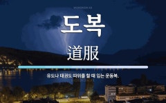 도복 뜻: 유도나 태권도 따위를 할 때 입는 운동복.