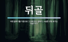 뒤골 뜻: 어떤 골짜기를 기준으로 그 뒤에 있는 골짜기. ⇒남한 규범 표기는 ‘뒷골’이다.