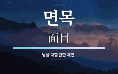 면목 뜻: 남을 대할 만한 체면.
