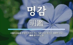 명감 뜻: 사물의 모습을 분명히 비추어 주는 거울이라는 뜻으로, 훌륭한 귀감(龜鑑)을 이르는 말.