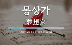 몽상가 뜻: 실현성이 없는 헛된 생각을 즐겨 하는 사람.