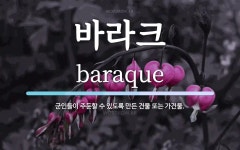 바라크 뜻: 군인들이 주둔할 수 있도록 만든 건물 또는 가건물.