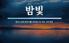 밤빛 뜻: 밤의 느낌과 분위기를 나타내는 빛. 또는 그런 정경.