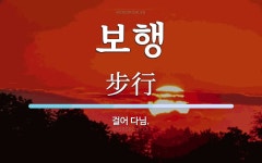 보행 뜻: 걸어 다님.