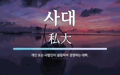 사대 뜻: 개인 또는 사법인이 설립하여 경영하는 대학.