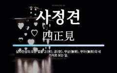 사정견 뜻: 삼라만상의 모든 법을 고(苦), 공(空), 무상(無常), 무아(無我)의 네 가지로 보는 일