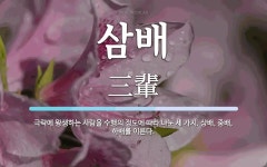 삼배 뜻: 극락에 왕생하는 사람을 수행의 정도에 따라 나눈 세 가지. 상배, 중배, 하배를 이른다.