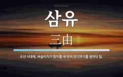 삼유 뜻: 조선 시대에, 벼슬아치가 말미를 세 번씩 연기하기를 청하던 일.