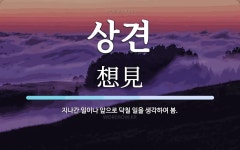 상견 뜻: 지나간 일이나 앞으로 닥칠 일을 생각하여 봄.
