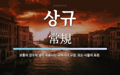 상규 뜻: 보통의 경우에 널리 적용되는 규칙이나 규정. 또는 사물의 표준.